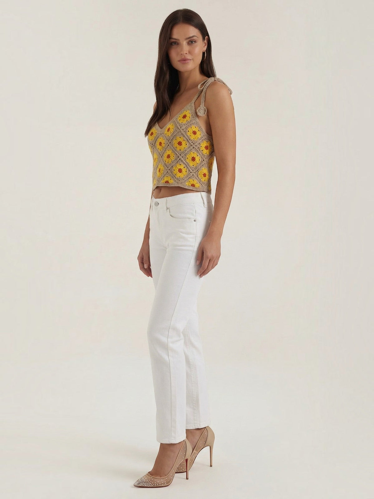 Gretchen Häkel-Top mit Blumenprint