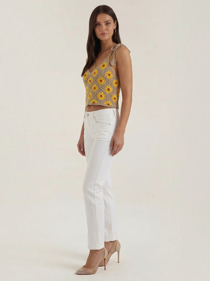 Gretchen Häkel-Top mit Blumenprint