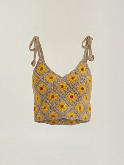 Gretchen Häkel-Top mit Blumenprint