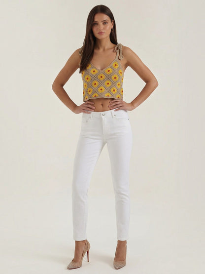 Gretchen Häkel-Top mit Blumenprint