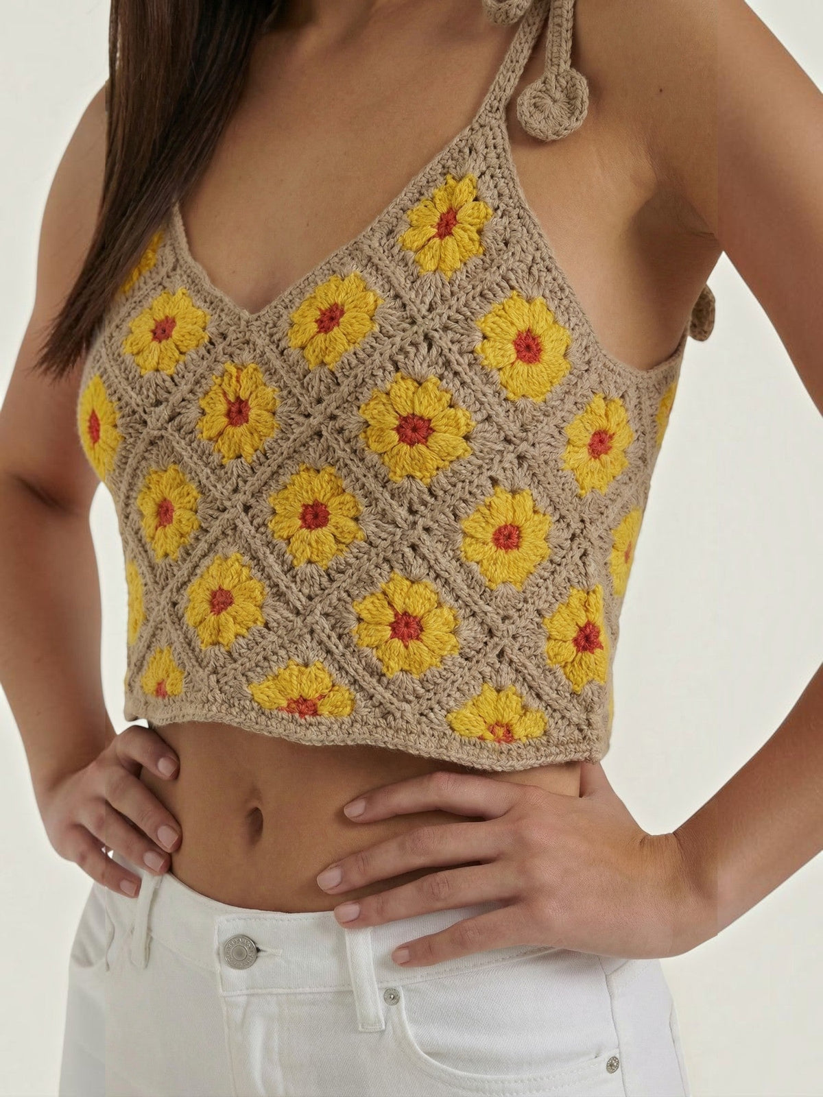 Gretchen Häkel-Top mit Blumenprint
