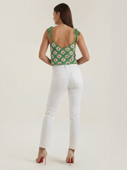 Gretchen Häkel-Top mit Blumenprint