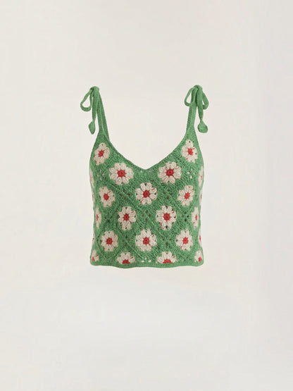 Gretchen Häkel-Top mit Blumenprint