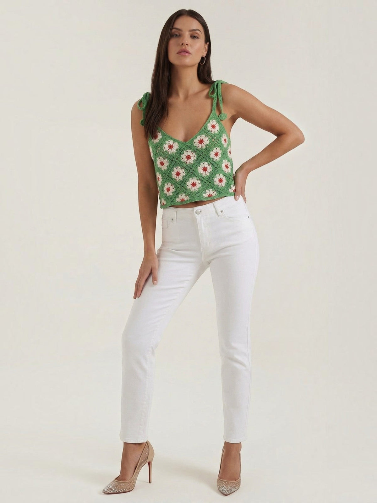 Gretchen Häkel-Top mit Blumenprint