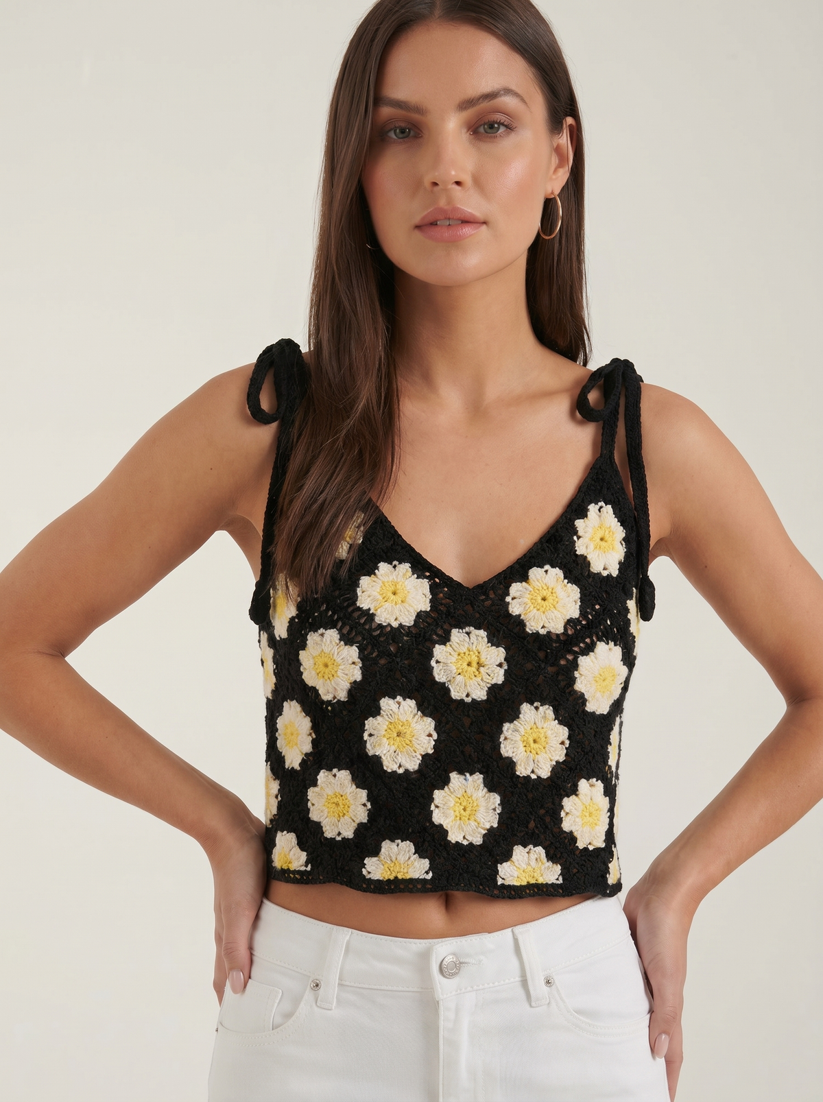 Gretchen Häkel-Top mit Blumenprint
