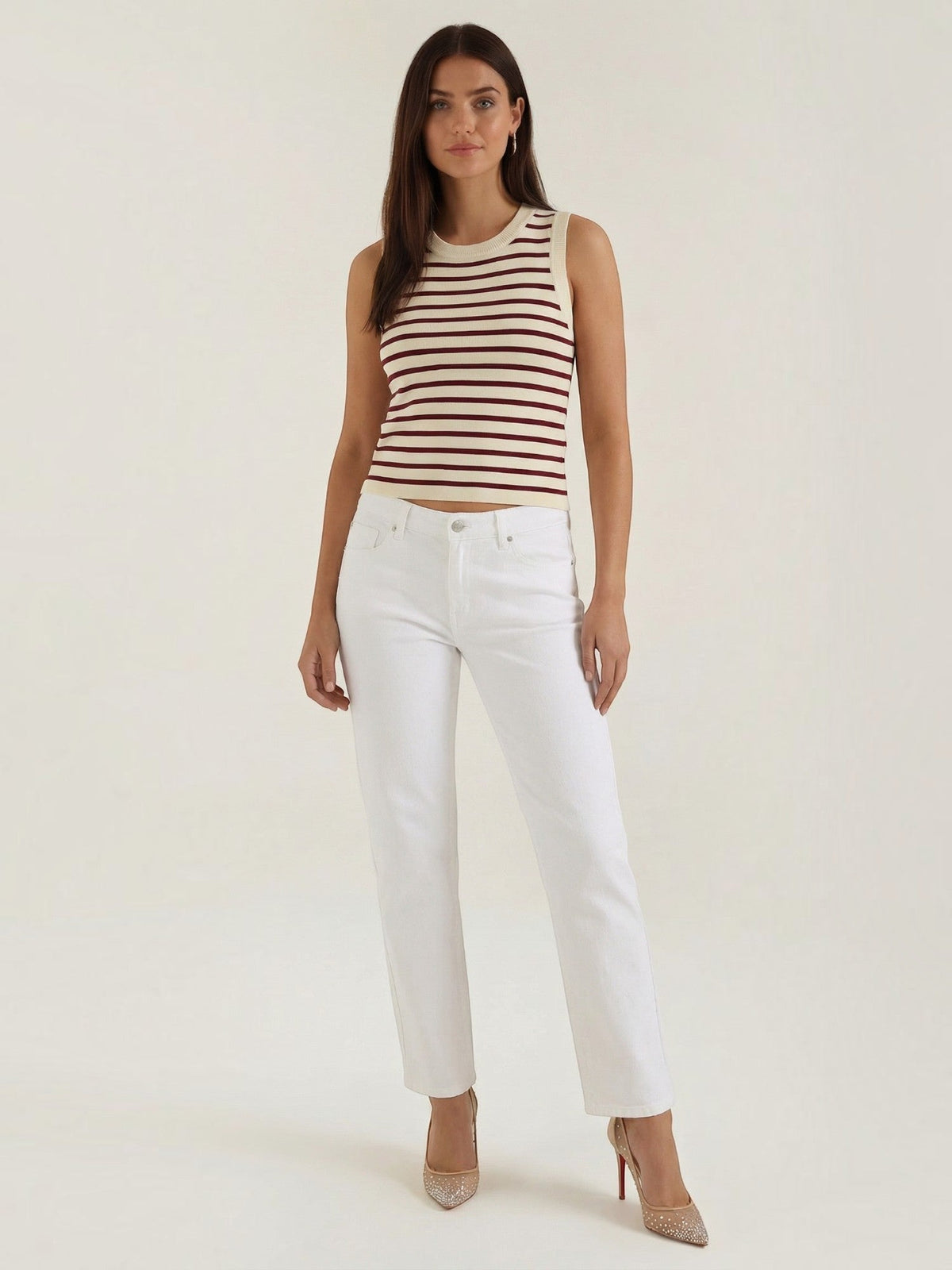 Heloise Strick-Crop-Top mit Streifenmuster
