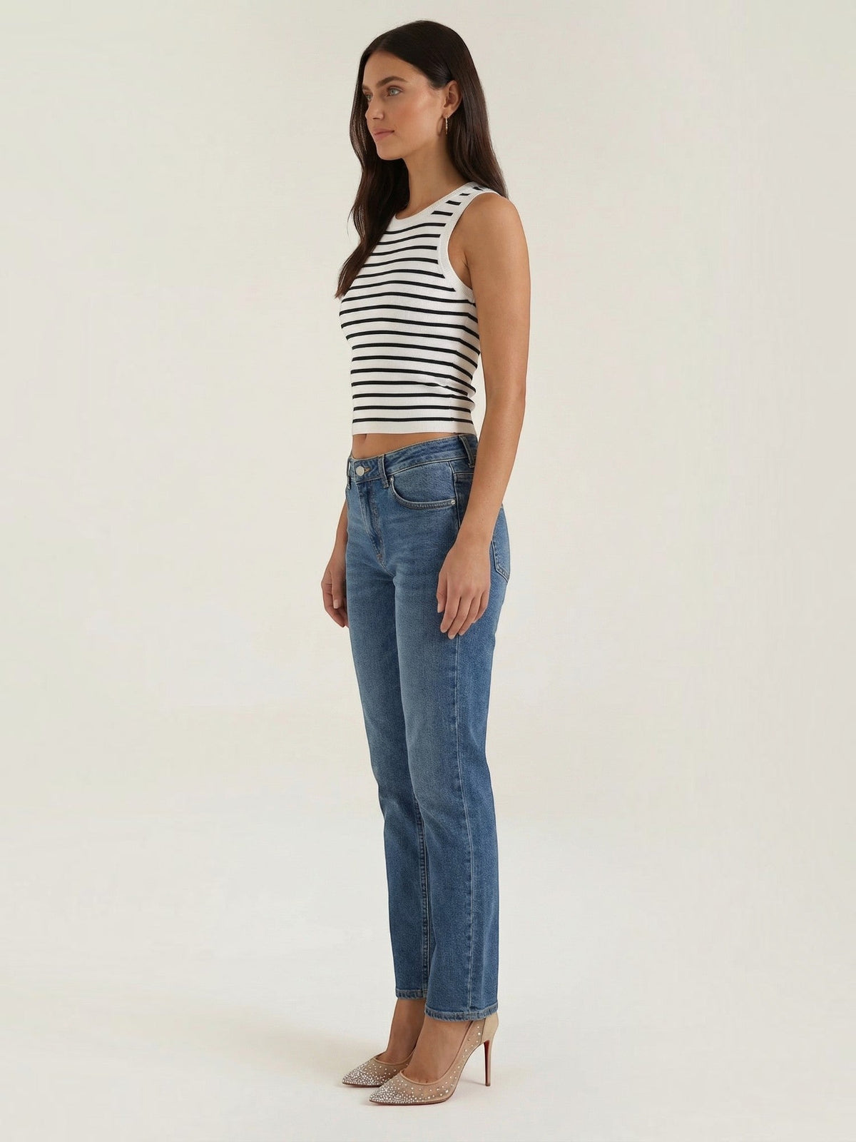 Heloise Strick-Crop-Top mit Streifenmuster
