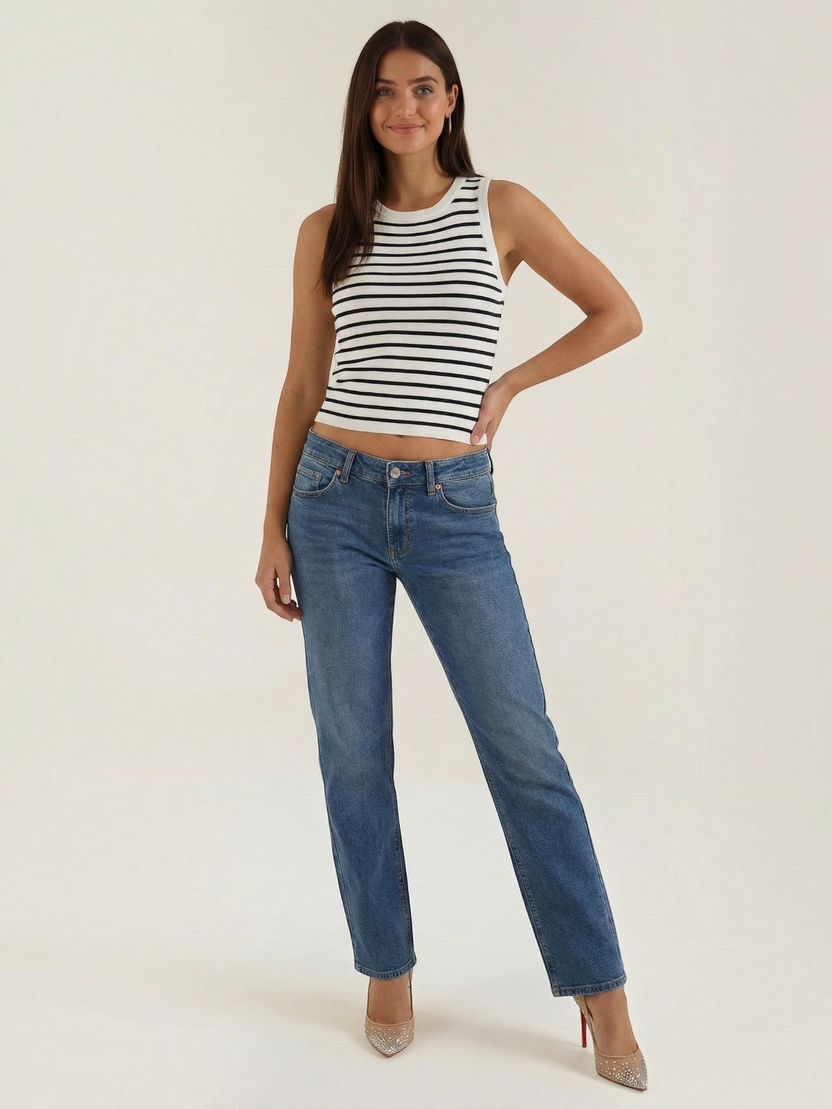 Heloise Strick-Crop-Top mit Streifenmuster