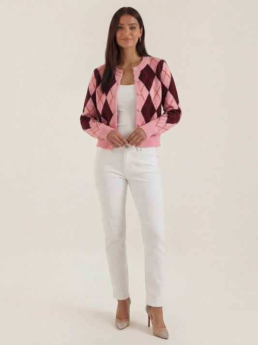 Melody Strickjacke mit Rautenmuster
