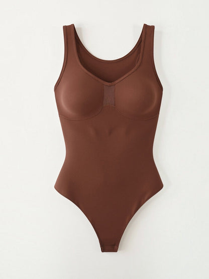 Nahtloser Tanga-Bodysuit mit U-Ausschnitt