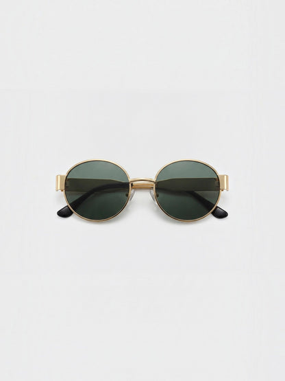 Ovale Sonnenbrille mit schmalem Metallrahmen