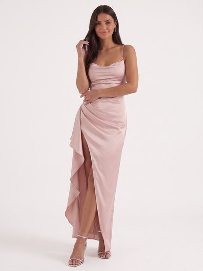 Rhiannon Seidiges Maxi-Slipkleid