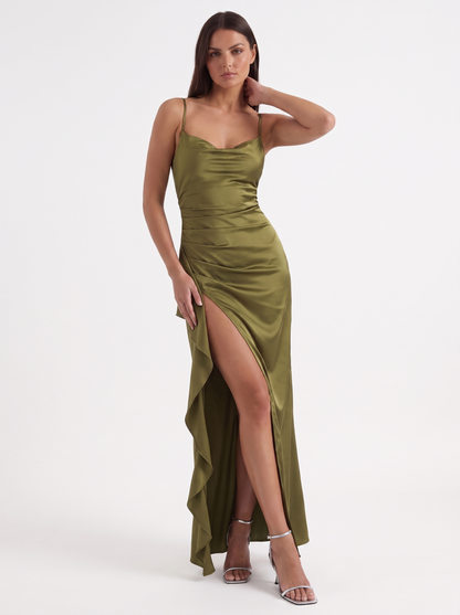 Rhiannon Seidiges Maxi-Slipkleid